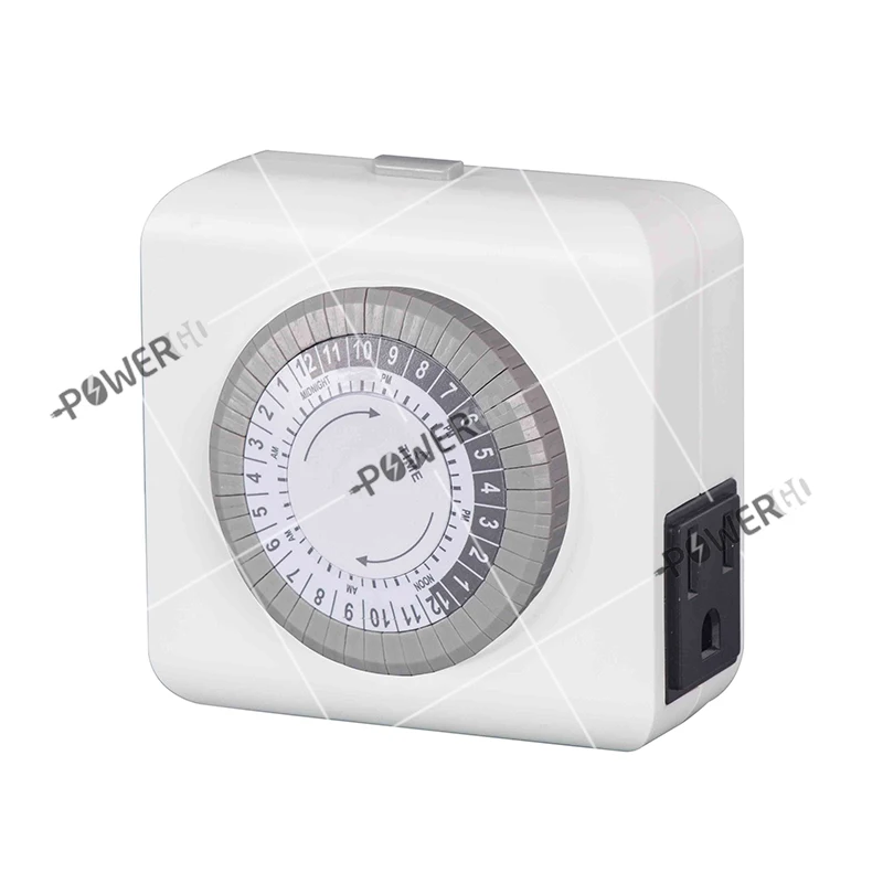 
Indoor Mechanical Outlet Timer, 24 Hour Programmable Plug In Light Timer Switch for Electrical Outlets with 2 Grounded Outlets 