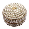 Pearl Beaded Jewellery Box Glittered Golden Colour Lining Trinket Boxes For Gift Purpose