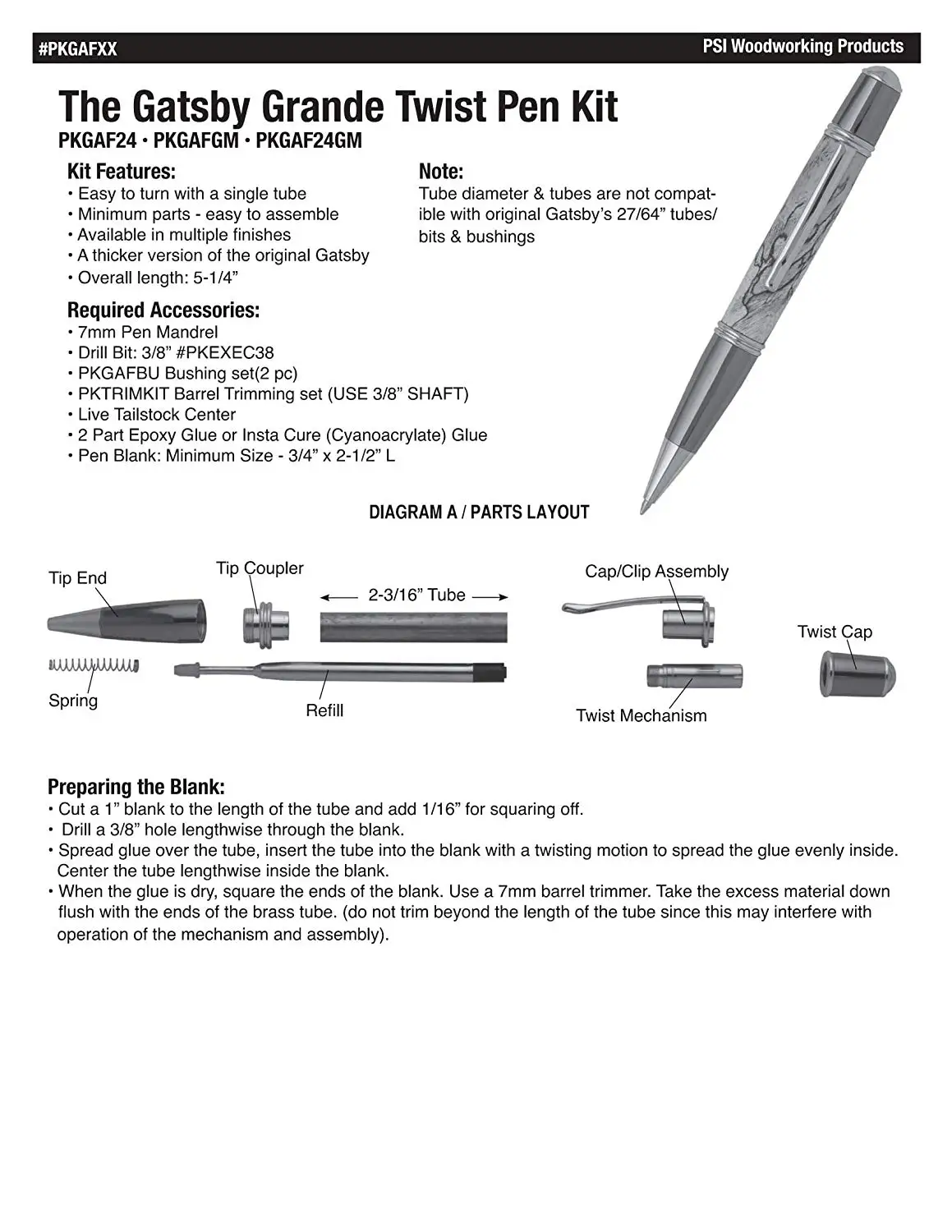 Pen Parts For Woodturning Blank Kits Heavy Brass Sierra Mechanism