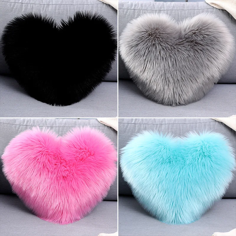 heart fur pillow