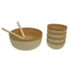 High quality best selling organic healthy Natural and White Bamboo Salad Bowls with Serving Utensils