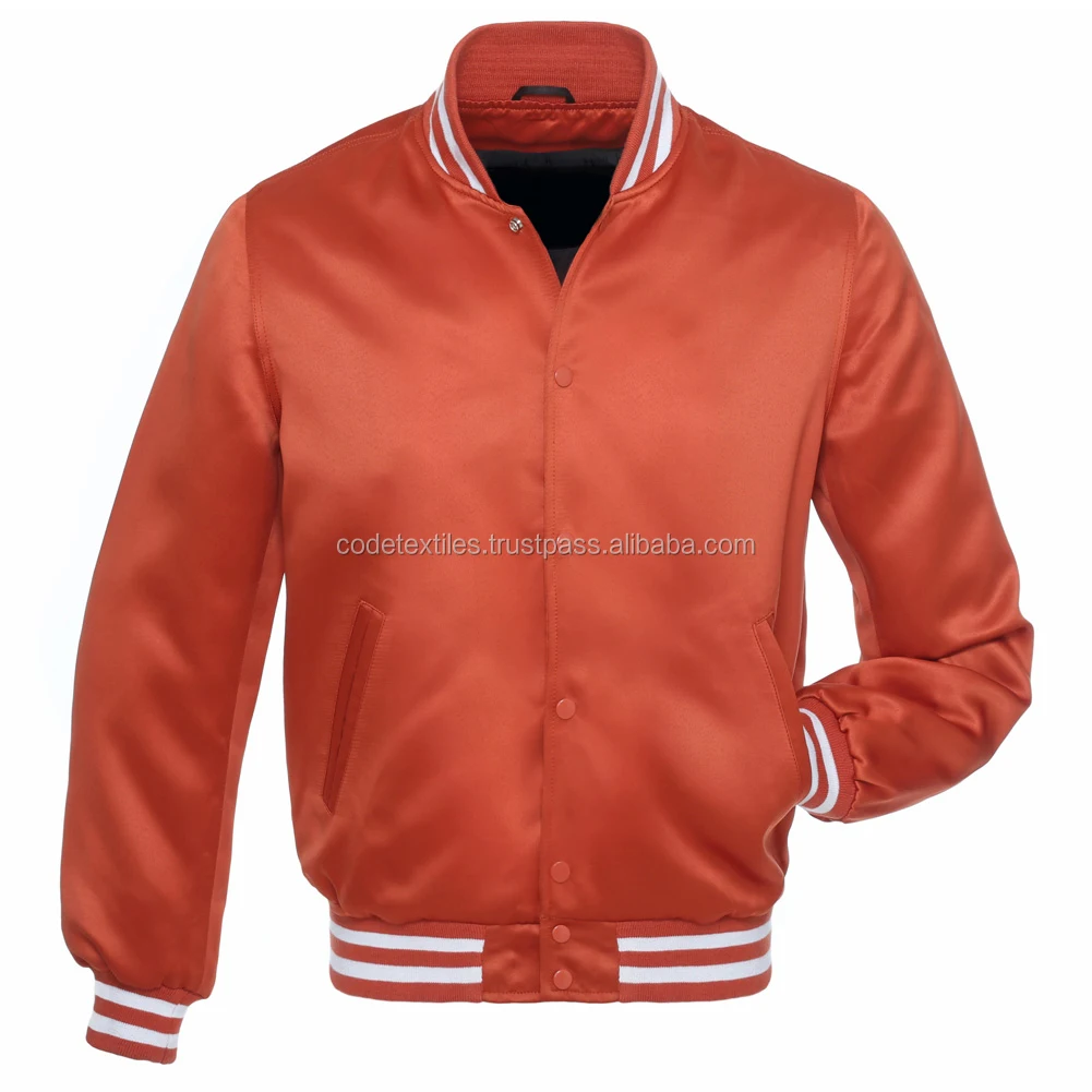Wholesale Satin Varsity Jacket Custom Made Men Silk Jackets / Satin