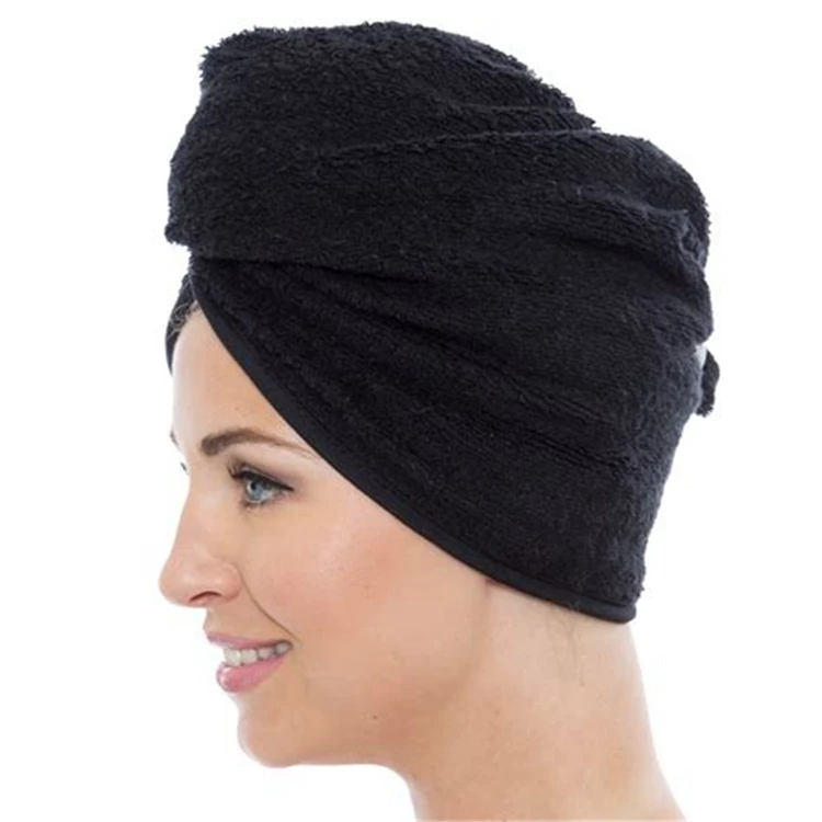Personalized Organic Cotton Terry Cloth Hair Towel Wrap Wholesale Hairdrying Cap Spa Hair Wrap