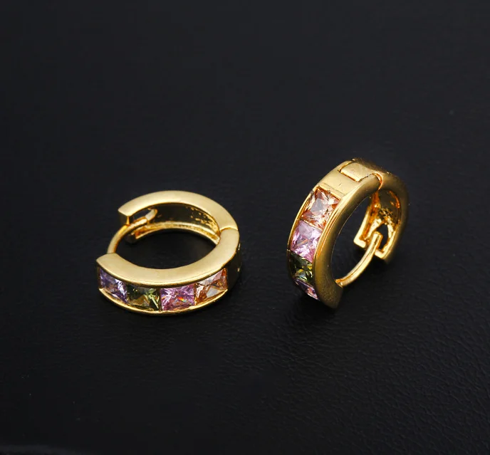 

2019 latest design 18k gold plated jewelry diamond stone hoop huggie earring for women