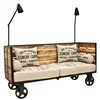 Industrial & vintage Iron metal & solid mango wood Living room Day bed cum Sofa