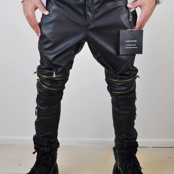 leather trousers with zips on knee