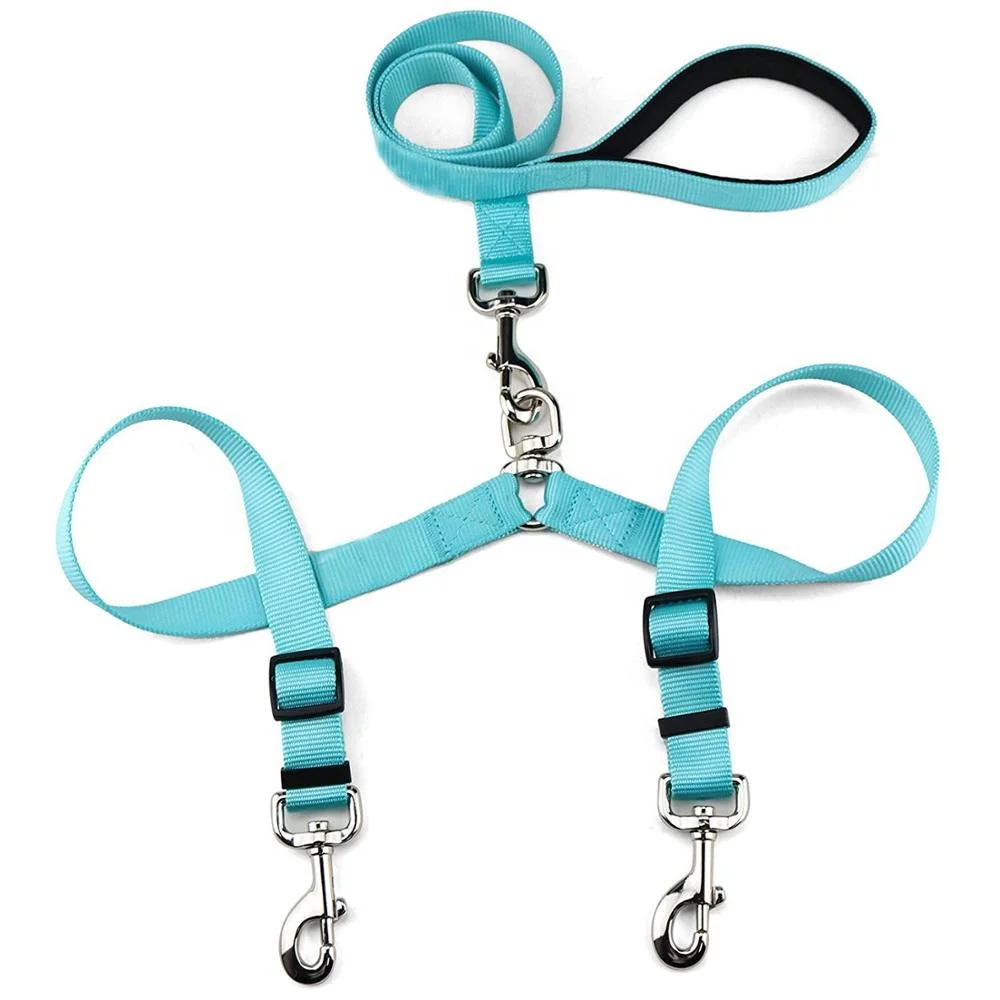 

Pet Supplies Two Dogs Easy Use Double Nylon Webbing Dog Leash with soft neoprene, All colors can be customed