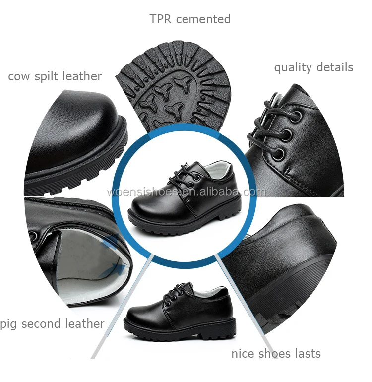 new fashion genuine leather boys back to school shoes black kids shoes