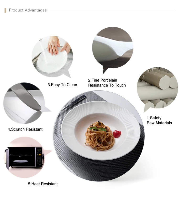 New Products Idea 2019 Oven Safe Catering White Ceramic Soup Plate Set, Platos Blancos de Porcelana para Restaurante%