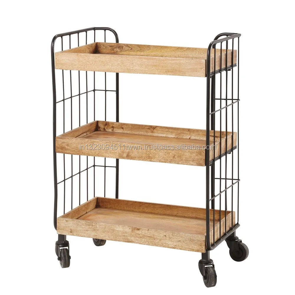 Industrial And Vintage Bar Trolley With Four Wheels Buy Bar Trolley