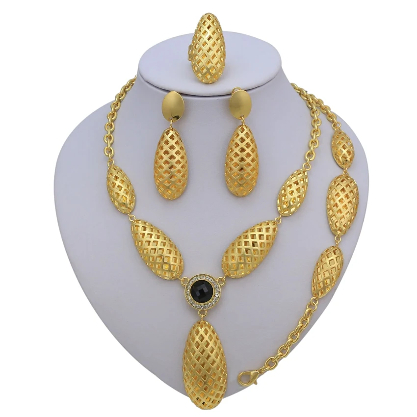 

Yulaili New Luxury Designs Wholesale Ladies Vintage Style Necklace Jewelry Set Birthday Gift 18k Saudi Gold Planted Jewelry Sets