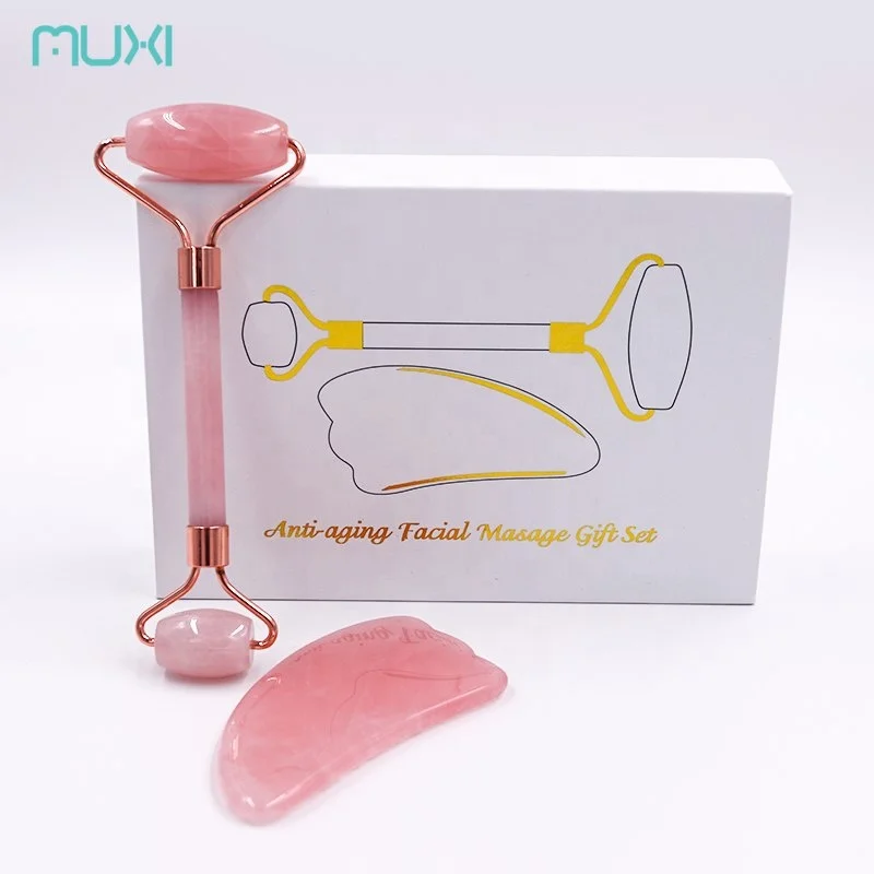 Handheld Rose Quartz Roller Set Jade Facial Massage Roller Jade Roller ...