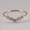 Genuine Diamond Heavy Jewelry 14k Solid Rose Gold Beautiful Curved Design Band Ring