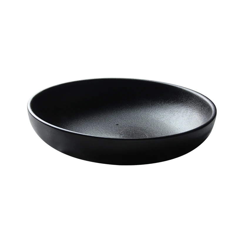 

Japanese Big Bowl Black Matt Ceramic Soup Plate Hotel Commercial Black Plate Japanese Ramen Round Bowl, N/a