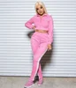 Women's Solid Color Side Striped Long Sleeves 2 Piece Tracksuit Set Clothing made pakistan