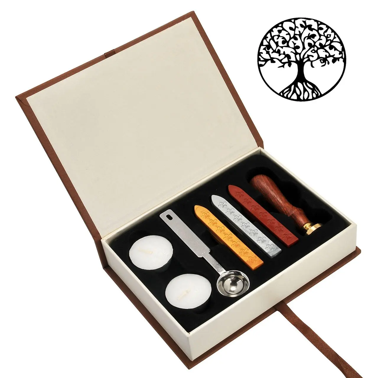 Tree of Life Wax Seal Stamp Kit, Yoption Classic Vintage Seal Wax Stamp Set, Retro Seal Stamps Maker Gift Box Set (Tree of Life)