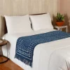 Indigo bed runner throw indian cotton floor rug mat abstract design decorative runner large