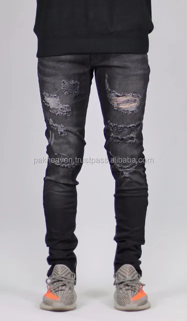 biker jeans with zippers and rips