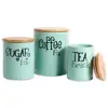 Kitchen Decorative Set of 3 Pieces With Wooden Lid tea coffee sugar canister set
