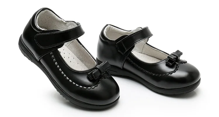 
XS8805 black color buckle straps girls leather dress shoes 