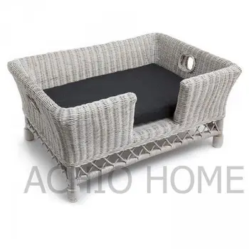 white wicker dog bed