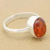 Natural Amber 10x8mm Oval gemstone 925 sterling silver Bezel Set Ring IG11199