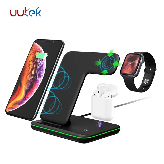 

UUTEK Z5 new 2021 trending product 15W Upgraded 3 in 1 Wireless Charging Stand dockig station for smartphones mobile phone