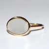 White Moonstone Womens High fashion thin 14k gold ring