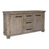 mango wood 2 door 3 drawer vintage rustic gray finish sideboard