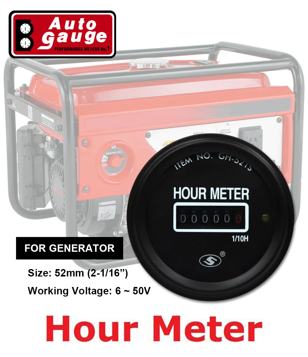 New Product 52mm Analog Hour Meter For Generator Black Hourmeter Buy