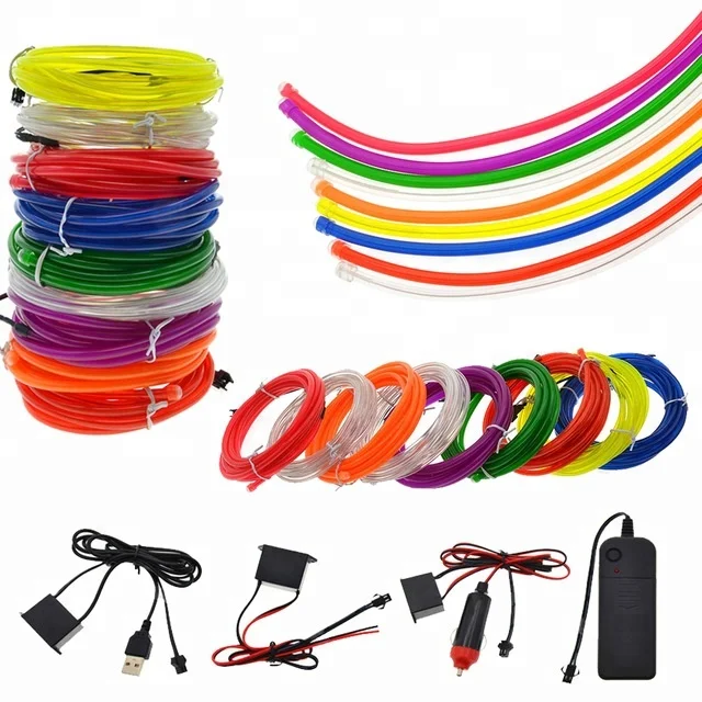 

Wholesale Dance Party 3 meters 2.3mm EL Wire EL Neon Tube Waterproof LED Lights With Controller Flexible EL Wire