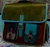 Real Leather colorful Multi patch work style pure leather messenger school bags