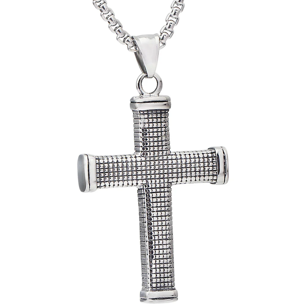 

Punk natural cultured stainless steel jewelry cross pendant necklace for men