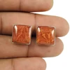 Red Sponge coral stud earring square shape 925 sterling silver gemstone jewelry wholesale earrings exporter