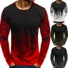 Drop Shippig T-Shirt Men Gradient Color Long-Sleeve Muscle Basic Solid Blouse Tee Shirt Top Casual Camesitas Cotton