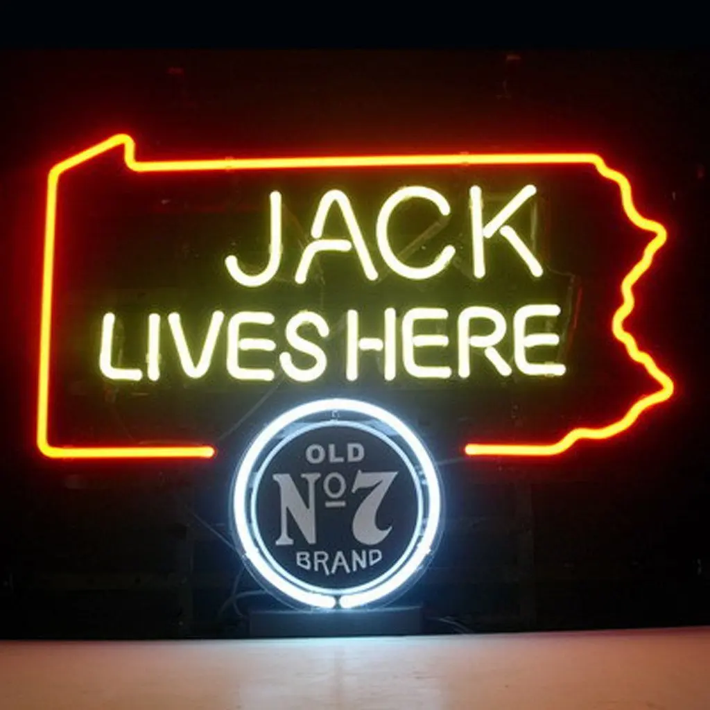 New Jack Daniel/'s Old No #7 Whiskey REAL GLASS NEON SIGN BEER BAR PUB LIGHT