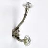 Hand Craft Crystal knobs Cast Iron Coat & Hat Hooks Antique Brass Hardware [CIH 219]