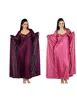Women nighty satin peach and dark purple nighty with robe nightwear set robe gown(Pack of 2)