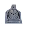 Round cast Aluminium table clock two pillar available in other finishes available