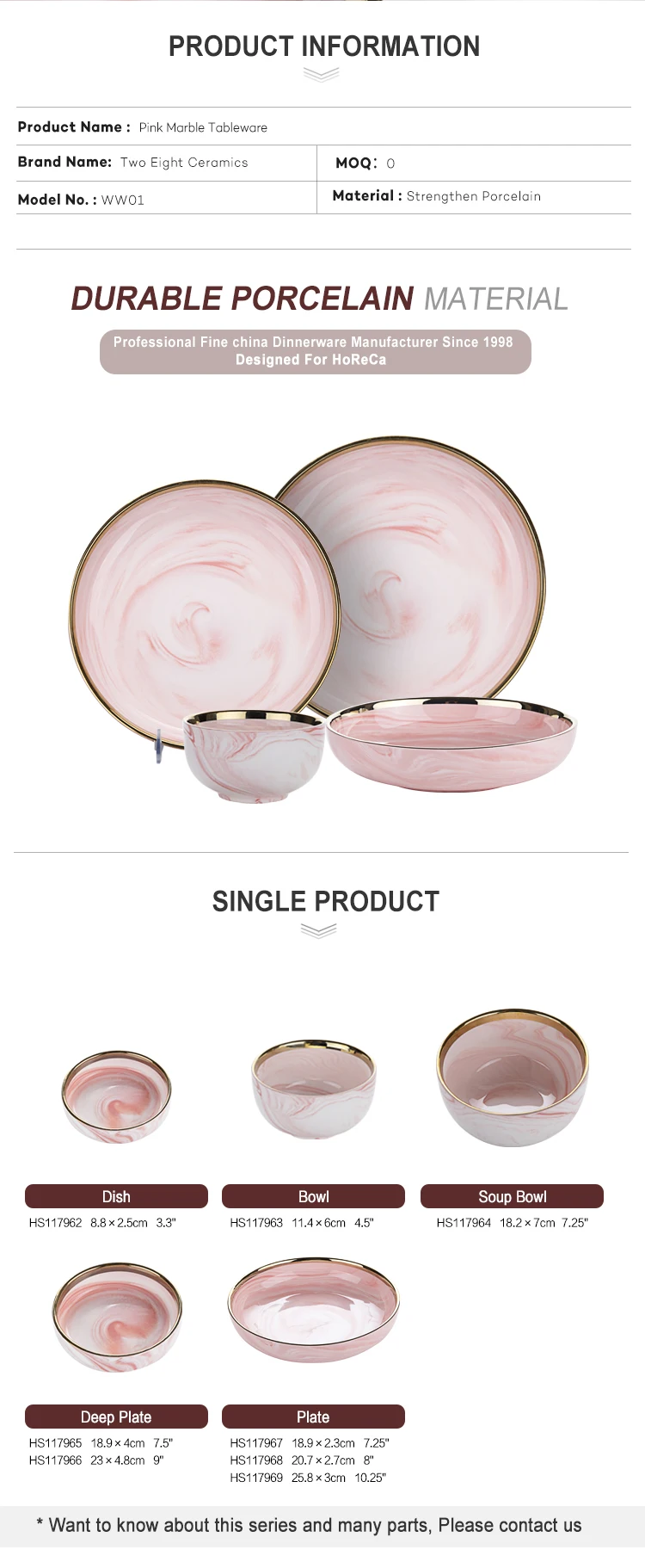 European Styles Marble Ceramic Plates With Gold Rim For Restaurant,  Porcelain Dinnerware Sets For Kitchen