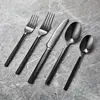 Black Flatware Knife Fork Spoon Set Cutlery Kitchen Dinnerware-BLK