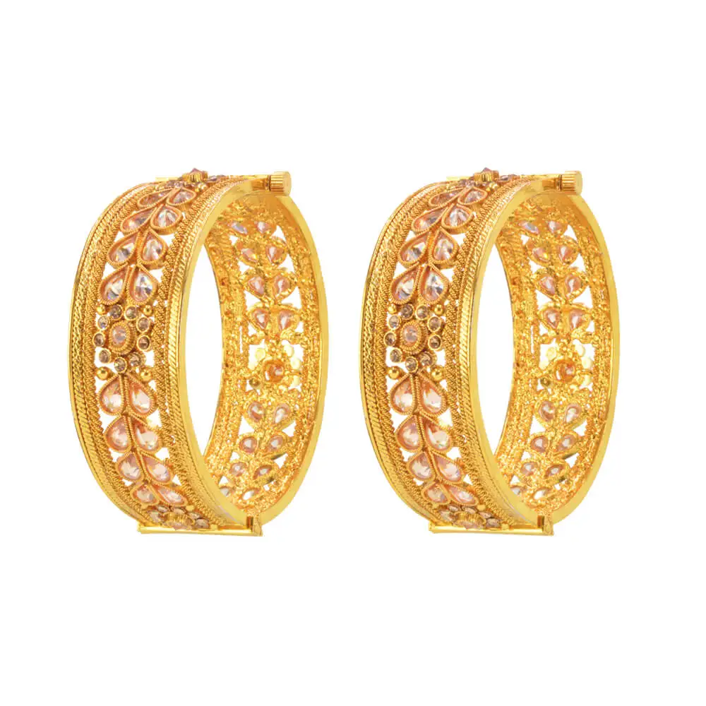 Gold Plated Traditional Stone Bangles 