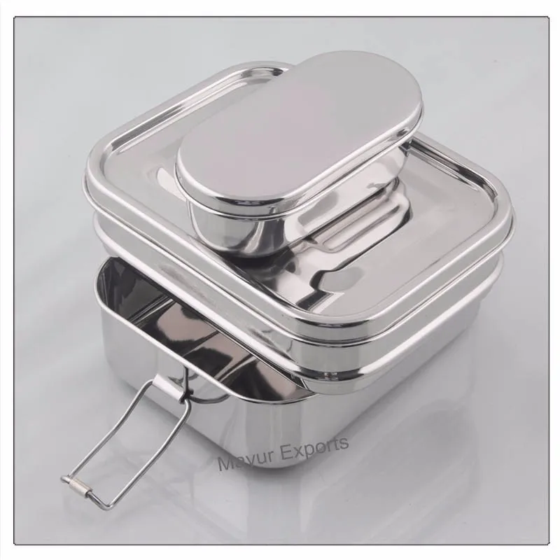 Stainless Steel Lunch Box With 4 Lock Clips Leak Proof Buy