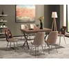 Large Dining Table set, expandable furniture, Modern dining table with metal X legs, Orange, Blue and Wood color