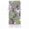 Camouflage Patterned Multiple Use Towel Peshtemal with All Tones of Military Greens Jacquard Cool Turkish Beach Bath %100 Cotton