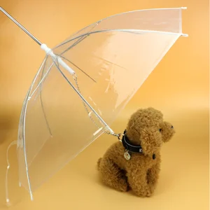 Image of Pet umbrella Poodle Teddy dog small dogs have pulling rope umbrella walk the dog outside travel waterproof pet umbrella