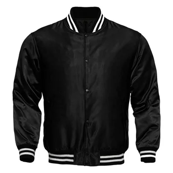 Varsity Letterman Satin Jacket With Black Satin Sleeves,Top Quality ...