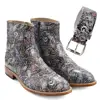 Full Leather Boots Printed Combination Same on Boots and Belt