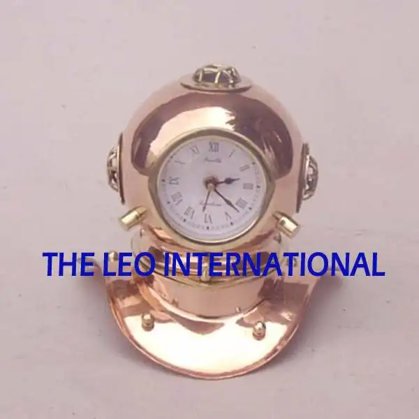 Copper Metal Nautical Marine Diving Helmet With Clock Metal Crafts