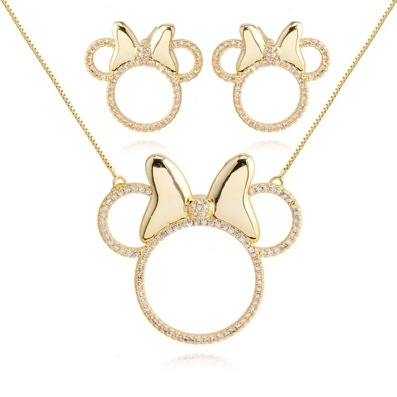 Kids' Jewelry Mickey Mouse Jewelry Sets 18k Gold Plated Cz Sets Buy